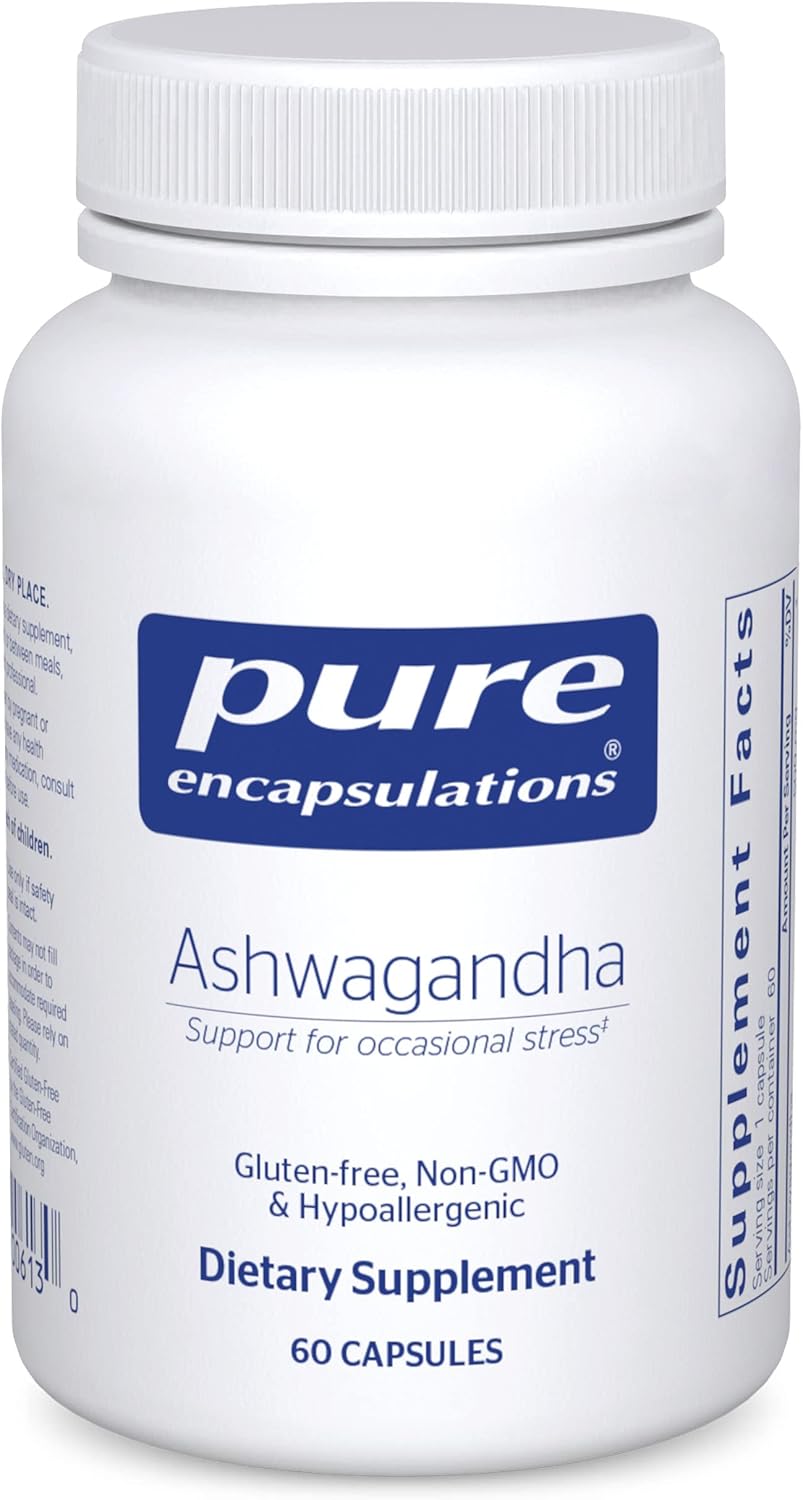 Pure Encapsulations Ashwagandha - 500 mg Ashwagandha Extract - Metabolism & Stress Support - Immune Support - GMO Free & Vegan - 60 Capsules-0