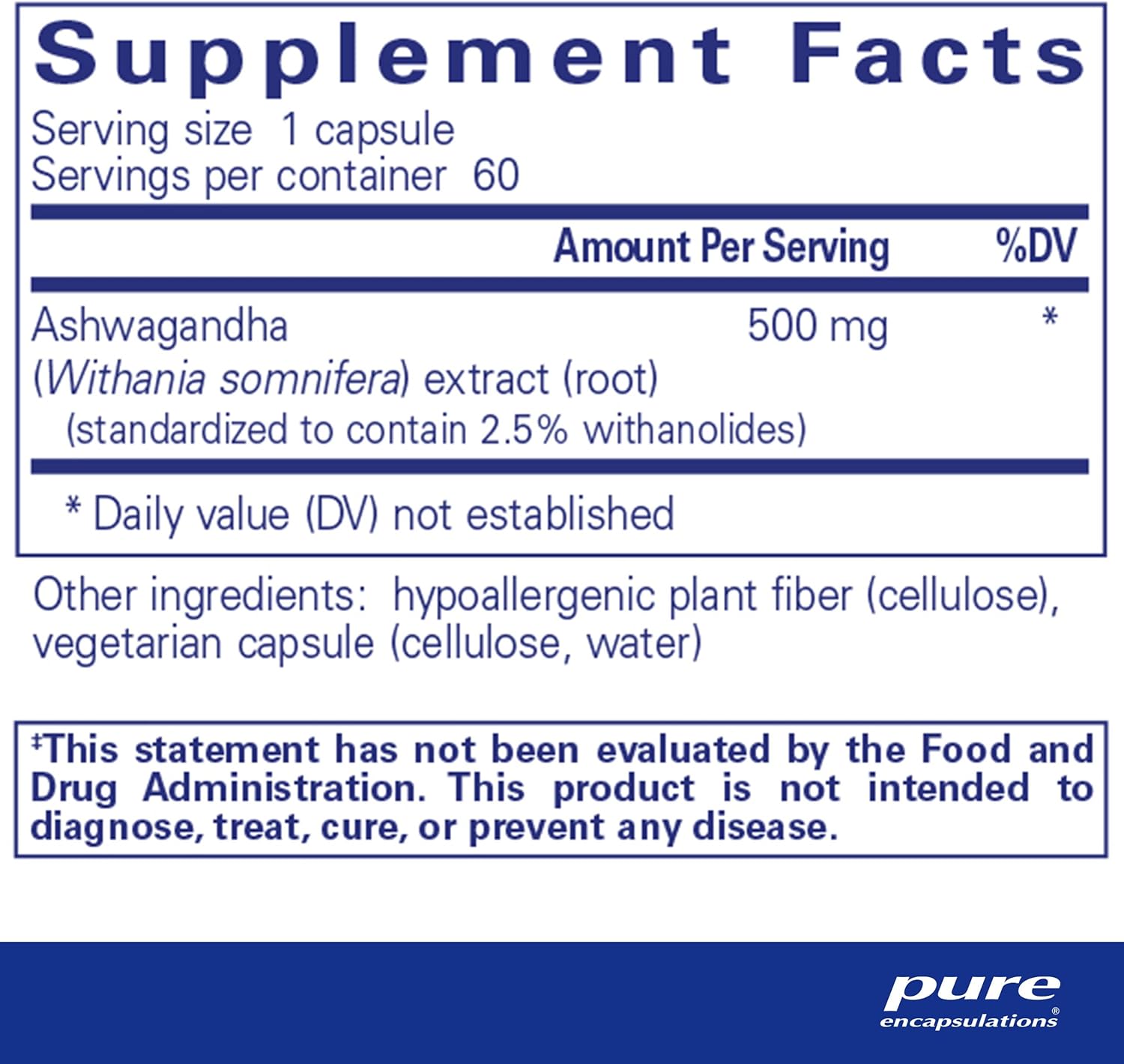 Pure Encapsulations Ashwagandha - 500 mg Ashwagandha Extract - Metabolism & Stress Support - Immune Support - GMO Free & Vegan - 60 Capsules-1