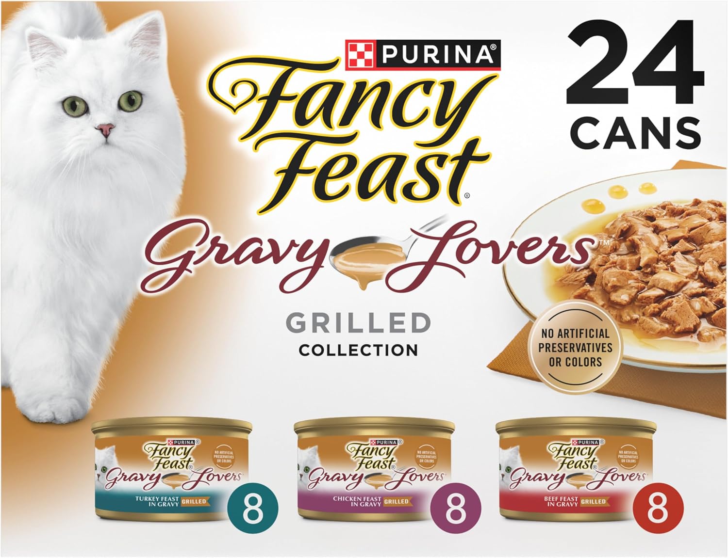 Purina Fancy Feast Gravy Lovers Poultry and Beef Grilled Gourmet Wet Cat Food Variety Pack - (Pack of 24) 3 oz. Cans-0