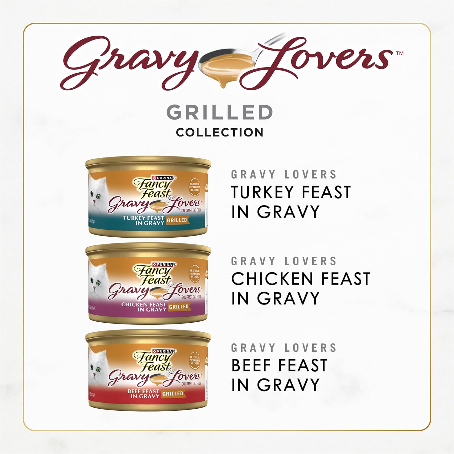 Purina Fancy Feast Gravy Lovers Poultry and Beef Grilled Gourmet Wet Cat Food Variety Pack - (Pack of 24) 3 oz. Cans-1