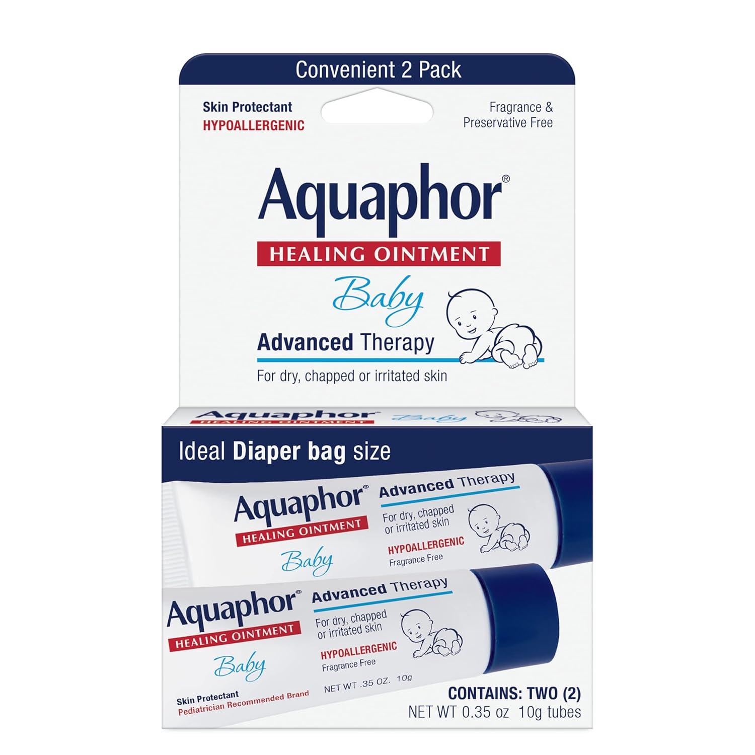 Aquaphor Baby Healing Ointment To-Go Pack - Advanced Therapy for Chapped Cheeks and Diaper Rash -2 Count(Pack of 1)-0