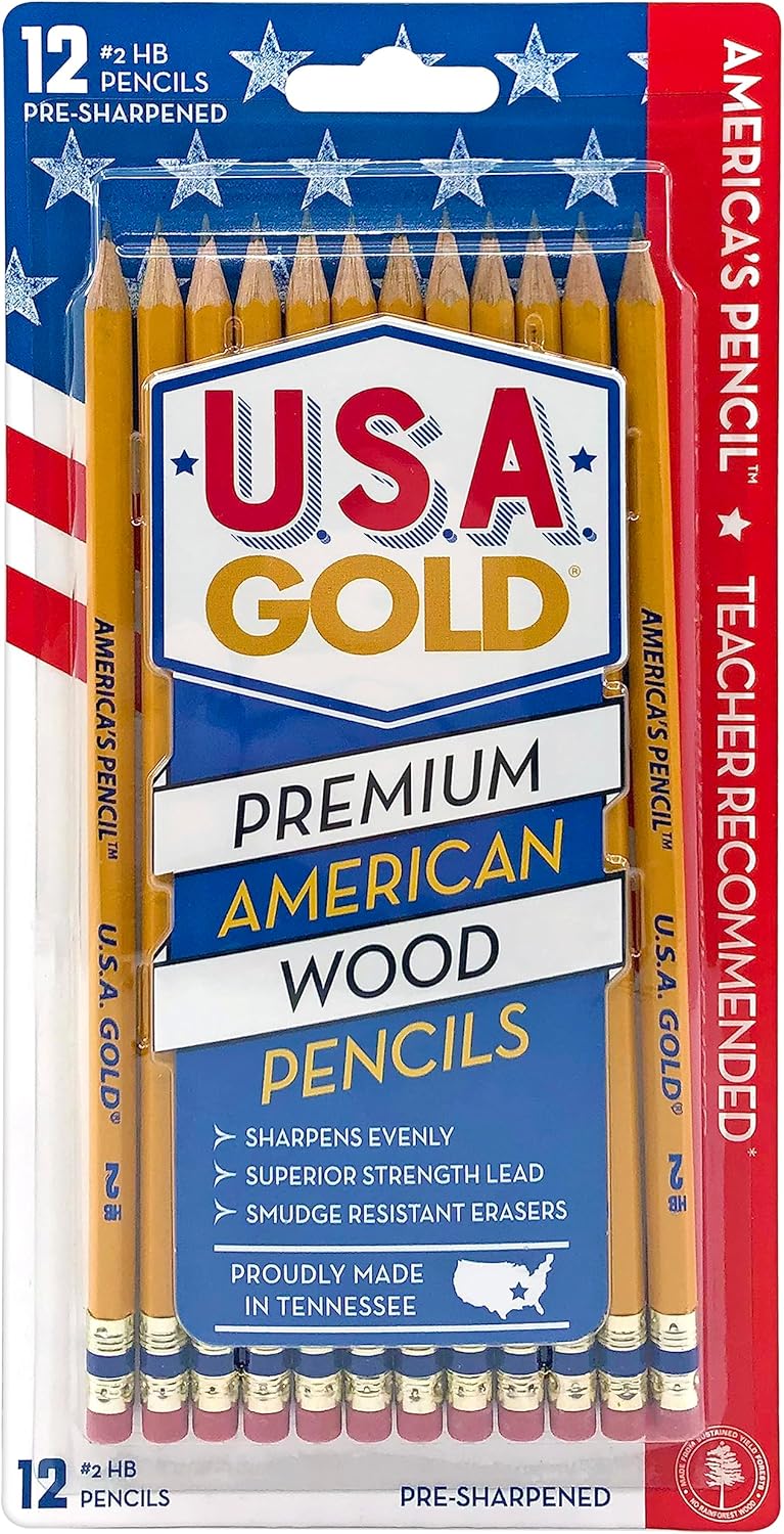 Write Dudes USA Gold Premium Cedar No. 2 Pre-Sharpened Pencils 12-Count (DDR56)-0