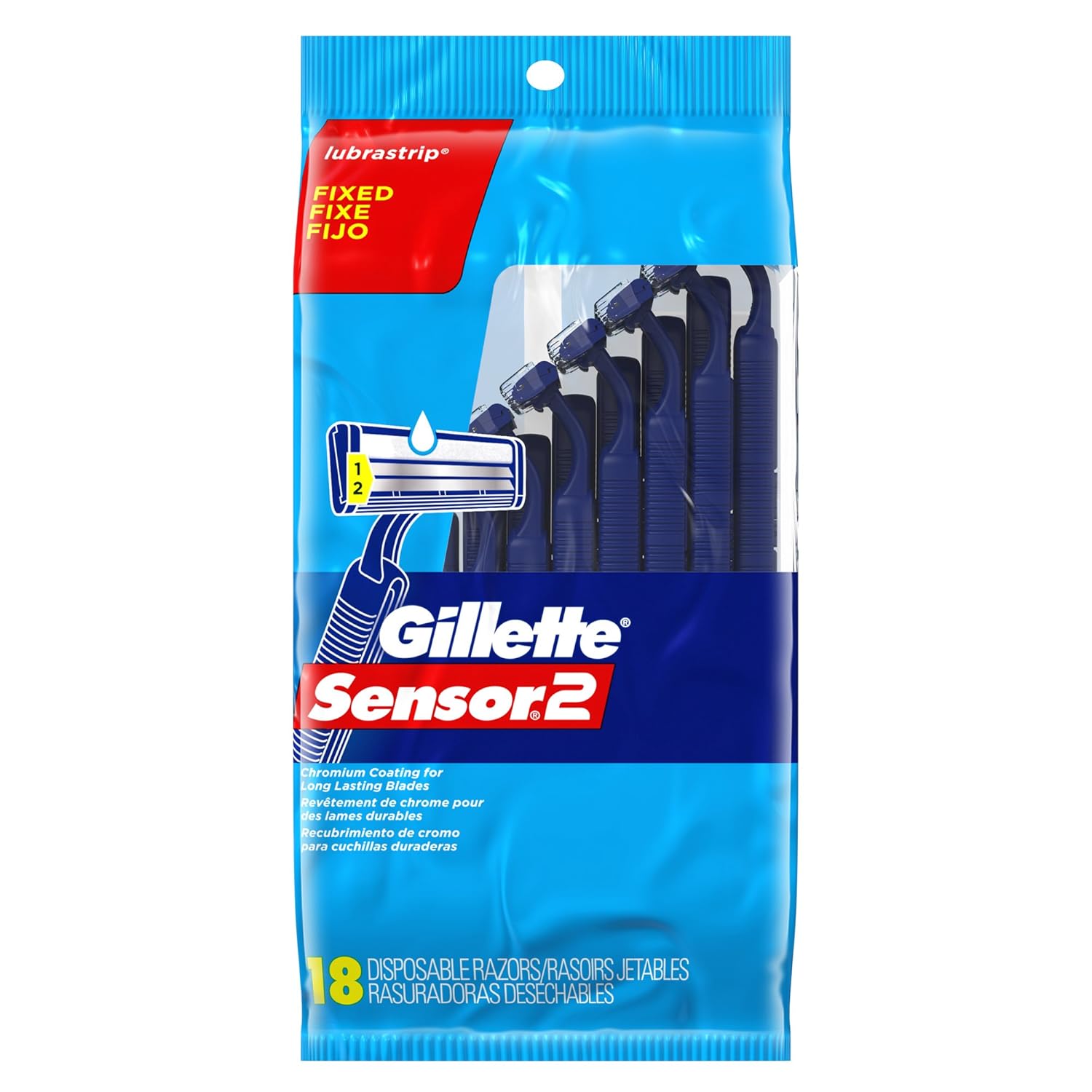 Gillette Sensor2 Disposable Razors for Men, Water Activated Lubrastrip to Help Avoid Skin Irritation, 18 count-0