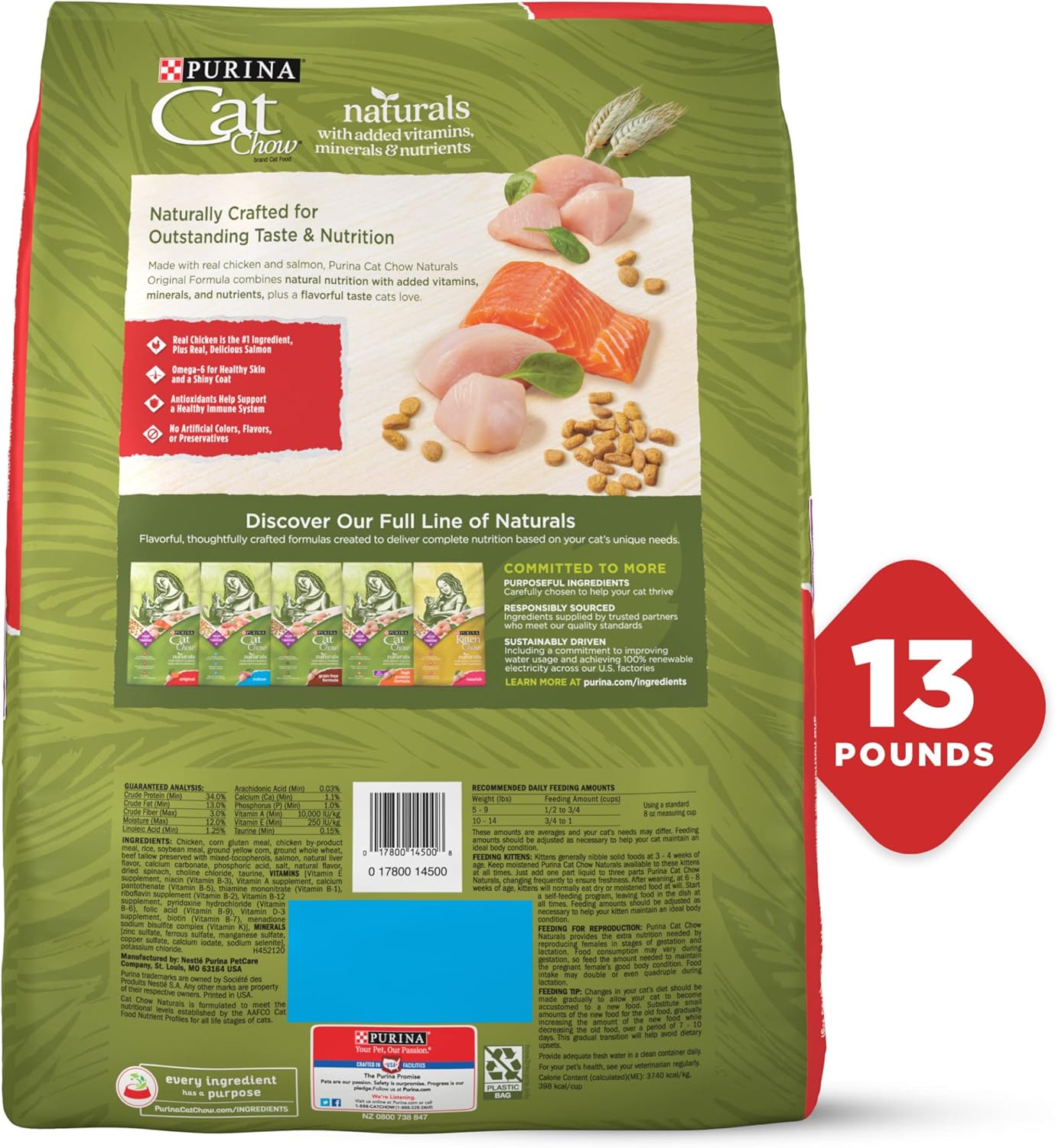 Purina Cat Chow Naturals With Added Vitamins, Minerals and Nutrients Dry Cat Food, Naturals Original - 13 lb. Bag-5