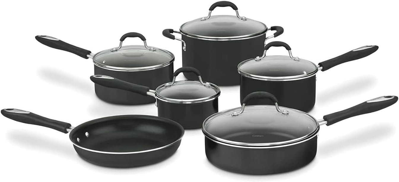 Cuisinart 11-Piece Nonstick Cookware Set, Black, 55-11BK-0