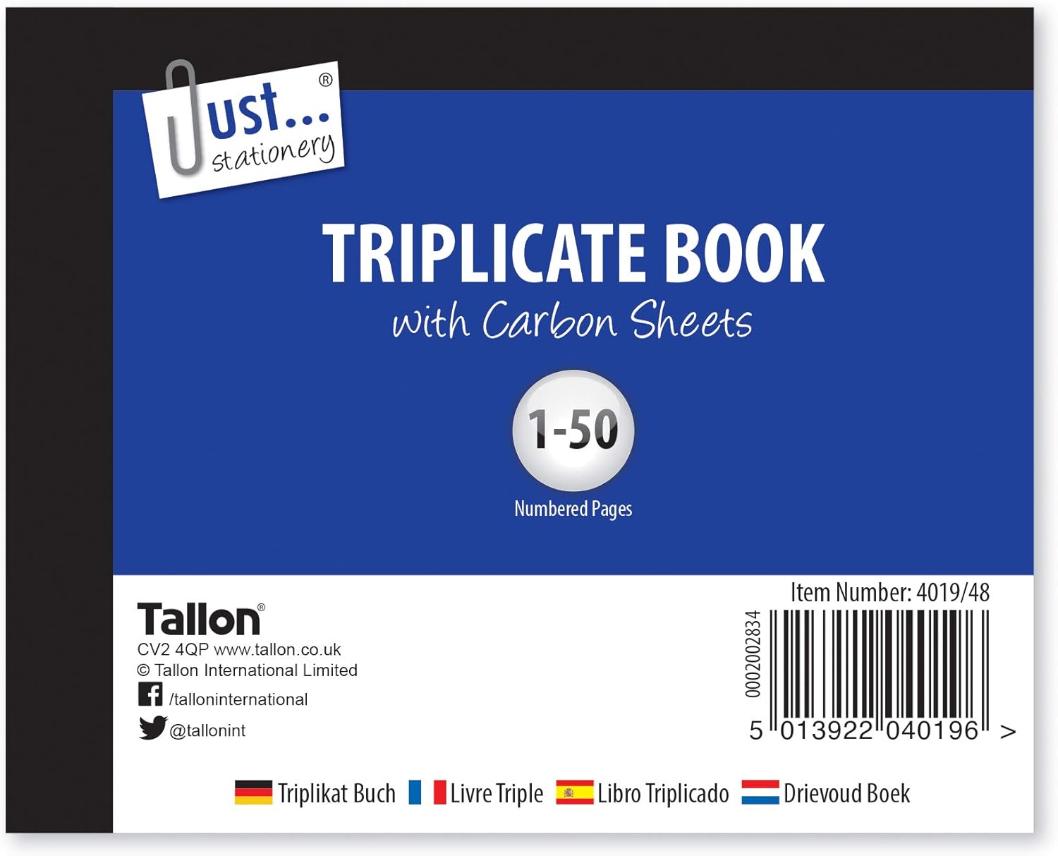 Half Size Triplicate Book Notebook, Multi, 1-Pack, 4019-0