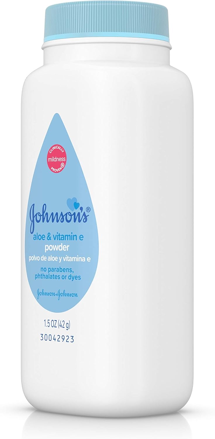 Johnson's Baby Naturally Derived Cornstarch Baby Powder with Aloe and Vitamin E for Delicate Skin, Hypoallergenic and Free of Parabens, Phthalates, and Dyes for Gentle Baby Skin Care, 1.5 oz-7