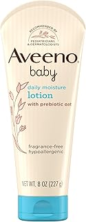 Aveeno Baby Daily Moisture Body Lotion for Sensitive Skin, Hypoallergenic Moisturizing Baby Lotion with Nourishing Oatmeal to Deeply Moisturize Baby's Skin, Fragrance-Free, 8 fl. oz