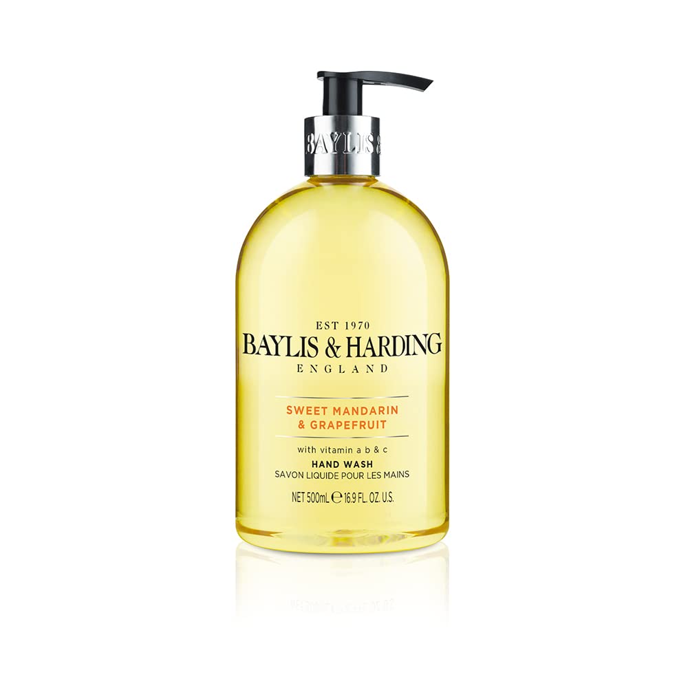 Baylis & Harding Liquid Hand Soap Wash with Dispenser, Sweet Mandarin & Grapefruit, 16.9oz/500ml (3-Pack)-1