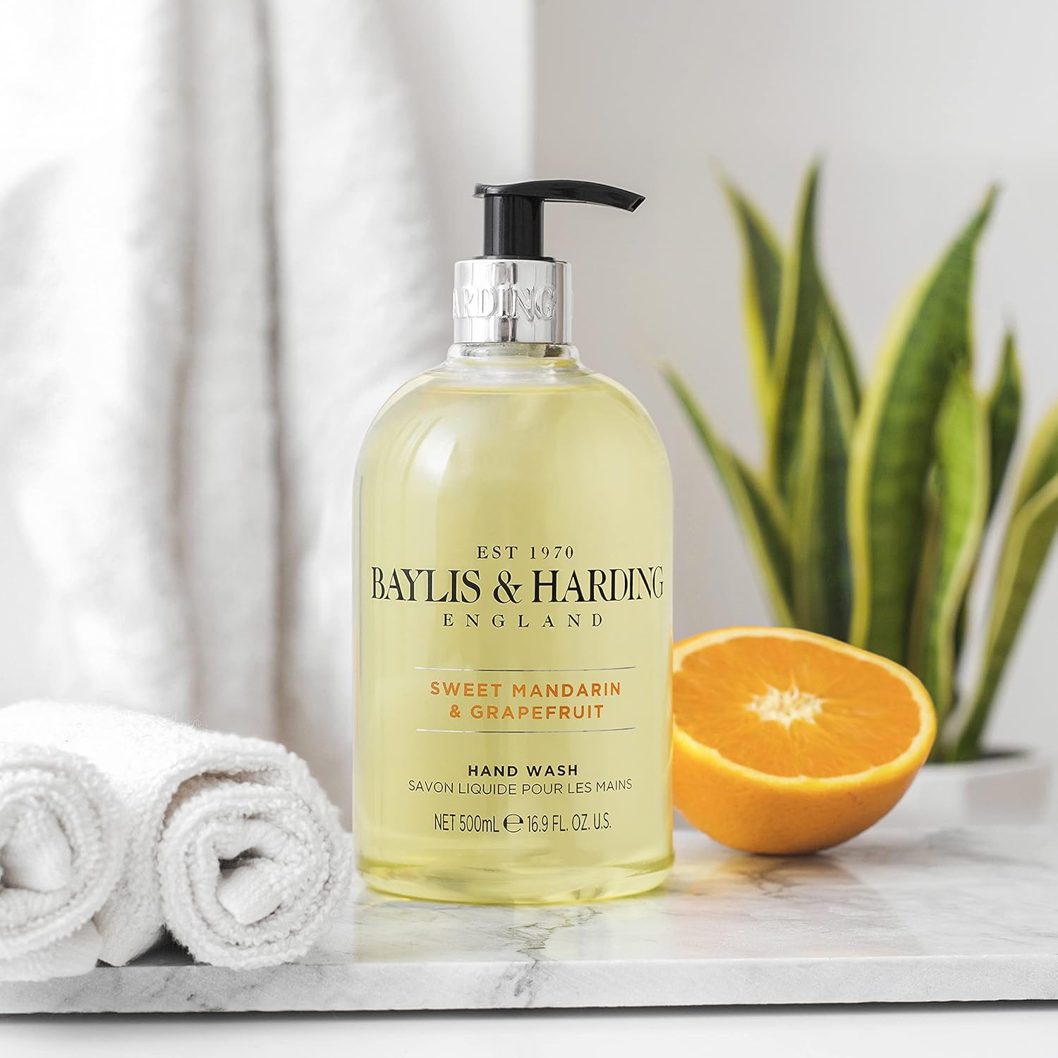 Baylis & Harding Liquid Hand Soap Wash with Dispenser, Sweet Mandarin & Grapefruit, 16.9oz/500ml (3-Pack)-3