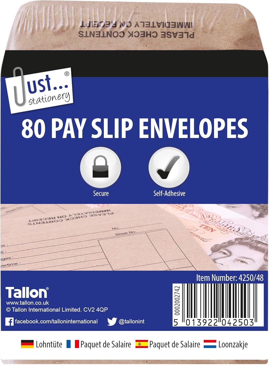 Tallon Just Stationery 100x110mm Wage Packet (Pack of 80)-0