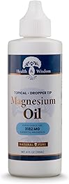 Health and Wisdom Topical Magnesium Oil - Pure Magnesium Oil, Magnesium Oil for Feet, Transdermal Magnesium Oil for Bath, Magnesium Massage Oil, Magnesium Chloride Oil, Dripper Top - 4 Fl Oz