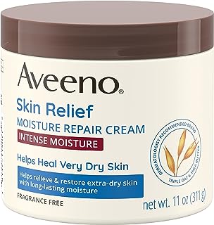 Aveeno Skin Relief Intense Moisture Repair Body Cream with Triple Oat & Shea Butter Formula, Helps Relieve & Restore Extra-Dry Skin with Long-Lasting Moisture, Fragrance-Free, 11 oz