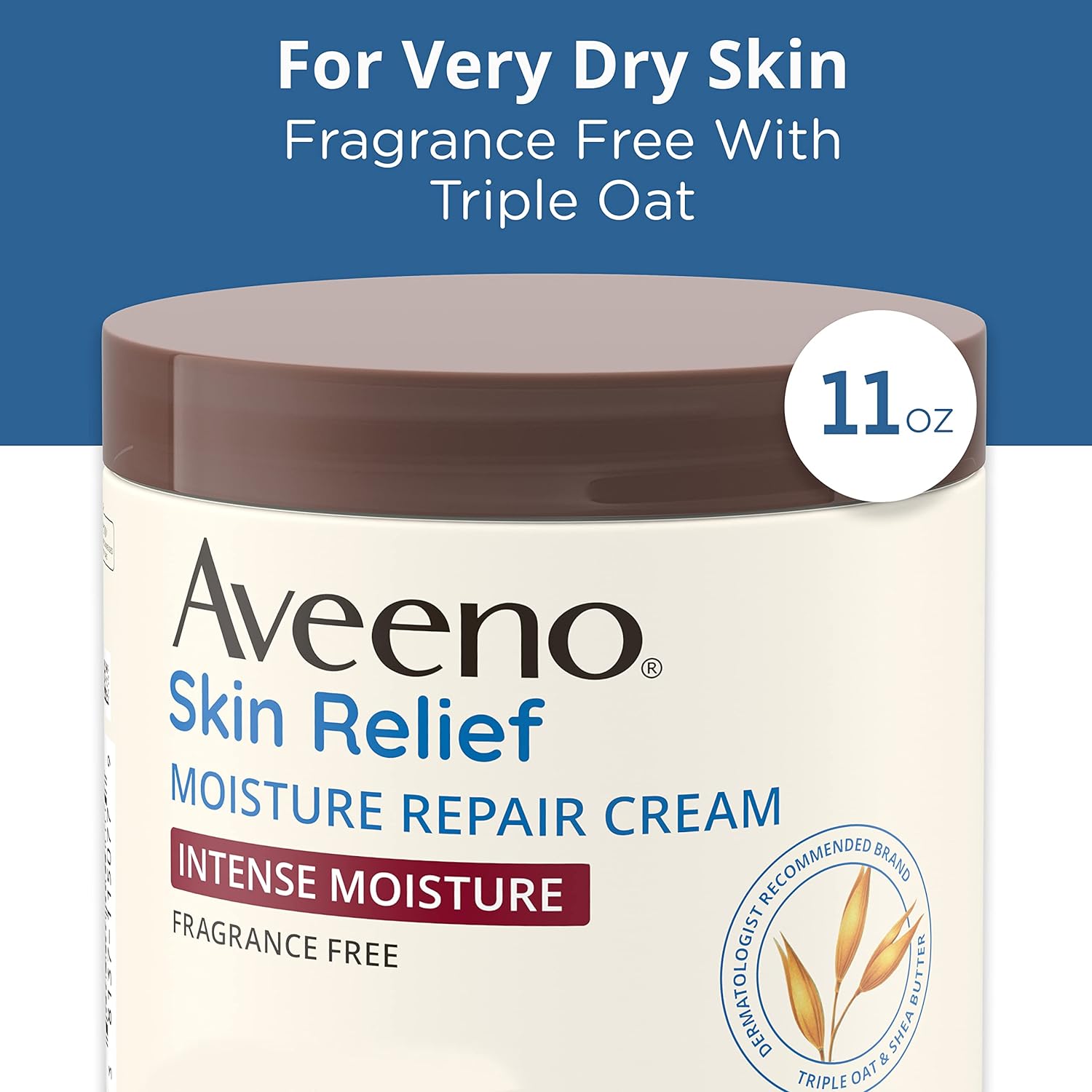 Aveeno Skin Relief Intense Moisture Repair Body Cream with Triple Oat & Shea Butter Formula, Helps Relieve & Restore Extra-Dry Skin with Long-Lasting Moisture, Fragrance-Free, 11 oz-1