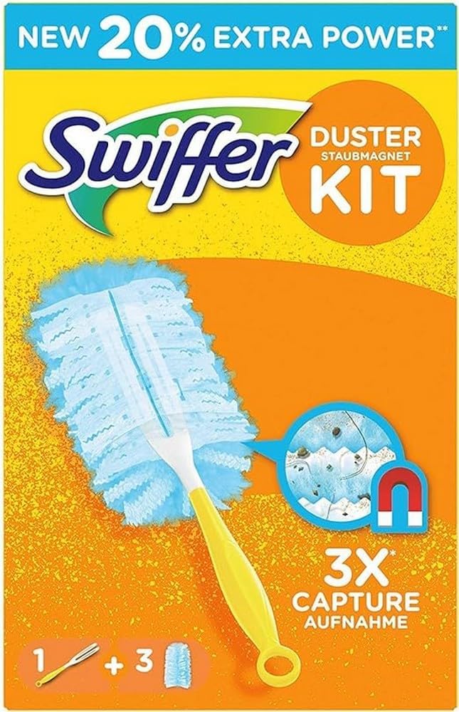 Swiffer Microfibre dust Cleaner Set, 1 Handle and 3 Replacement Pads (Pack of 1x1 Piece)-0