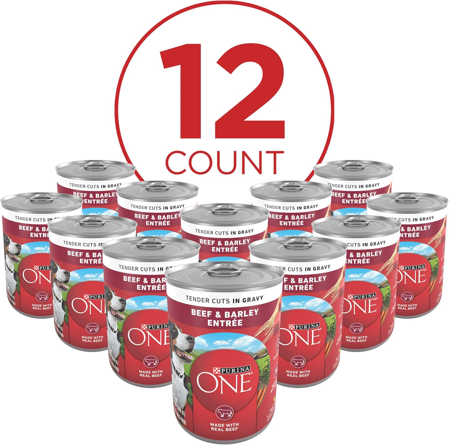 Purina ONE Tender Cuts in Gravy Beef and Barley Entree in Wet Dog Food Gravy - (Pack of 12) 13 oz. Cans-1