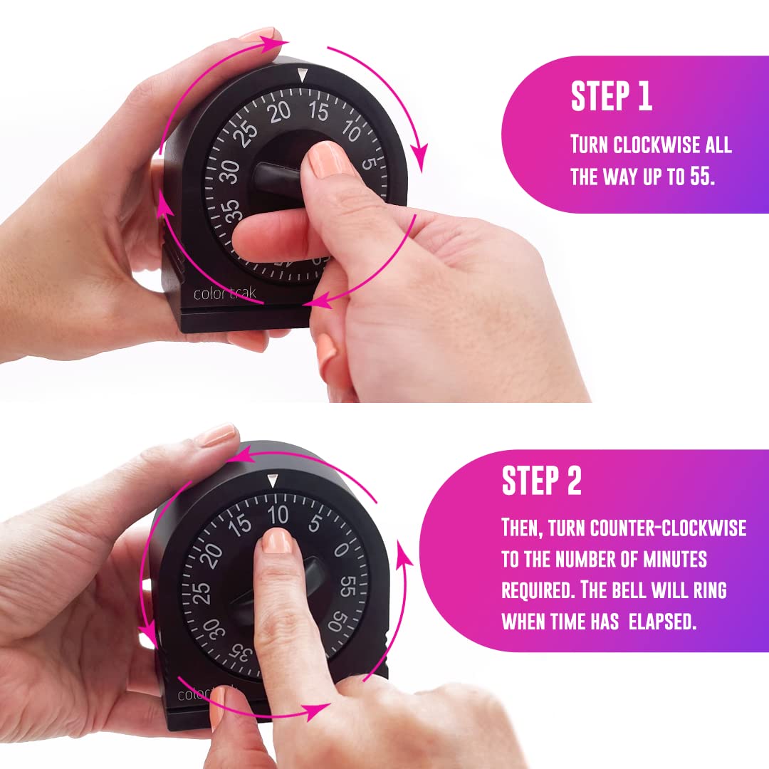 60 Minute Wind Up Timer, Visual Mechanical Timer, from 0 to 60 Minutes, for Kitchen, Hair Color Processing, Tanning Time, Kids' Home and Classroom Activities or Timeouts, Black-1