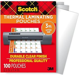 Scotch Thermal Laminating Pouches, For Use With Thermal Laminators, 8.9 x 11.4 Inches, Letter Size Sheets, 100 Count (Pack of 1)