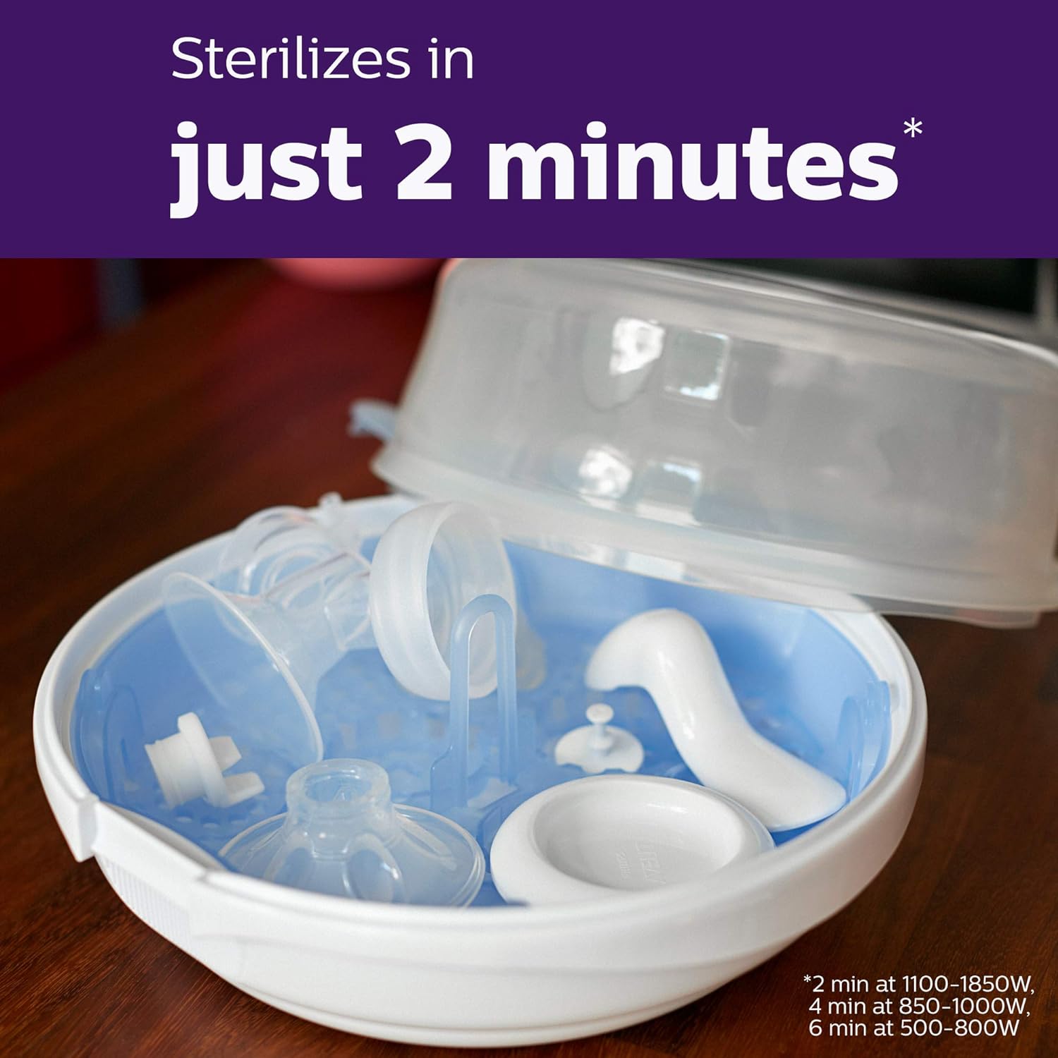 Philips AVENT Microwave Steam Sterilizer for Baby Bottles, Pacifiers, Cups and More, SCF281/05-3