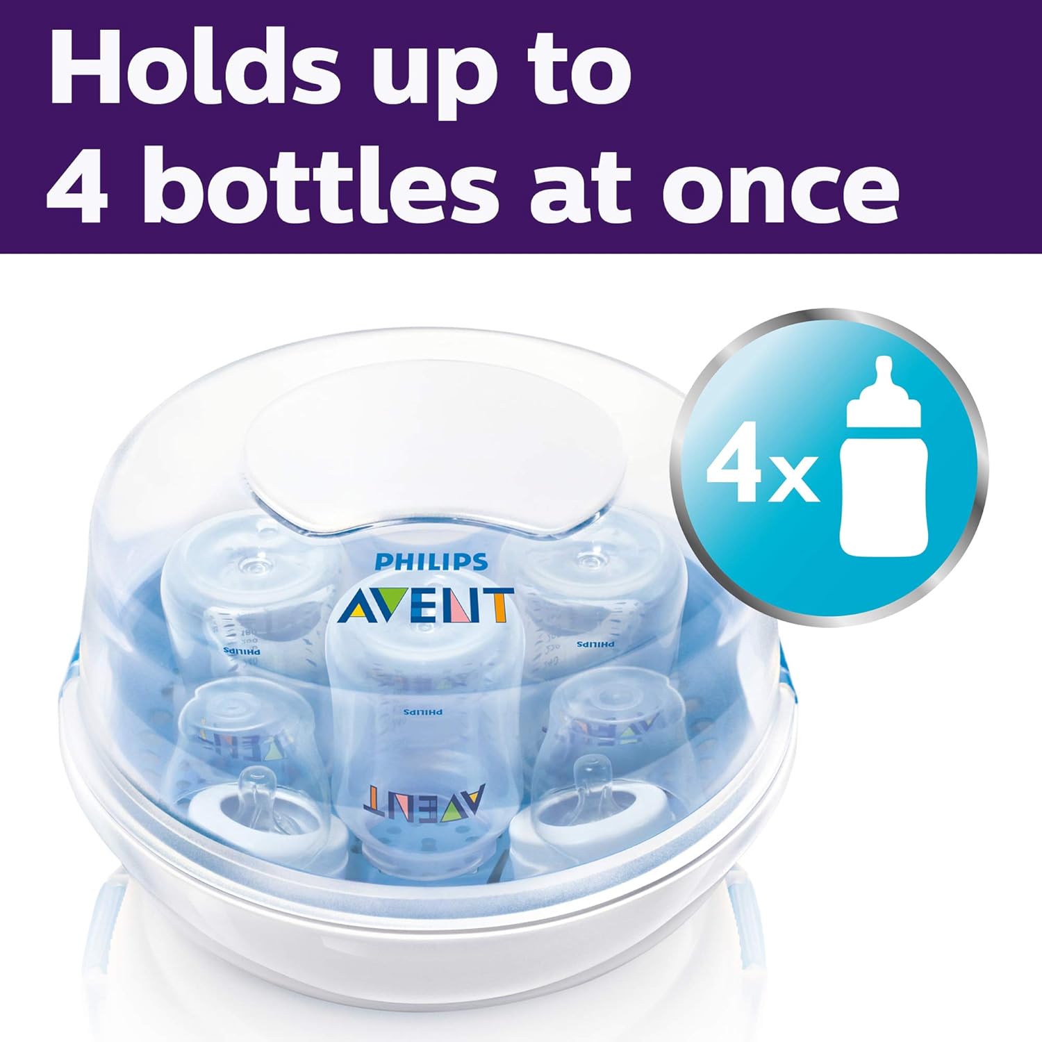 Philips AVENT Microwave Steam Sterilizer for Baby Bottles, Pacifiers, Cups and More, SCF281/05-5