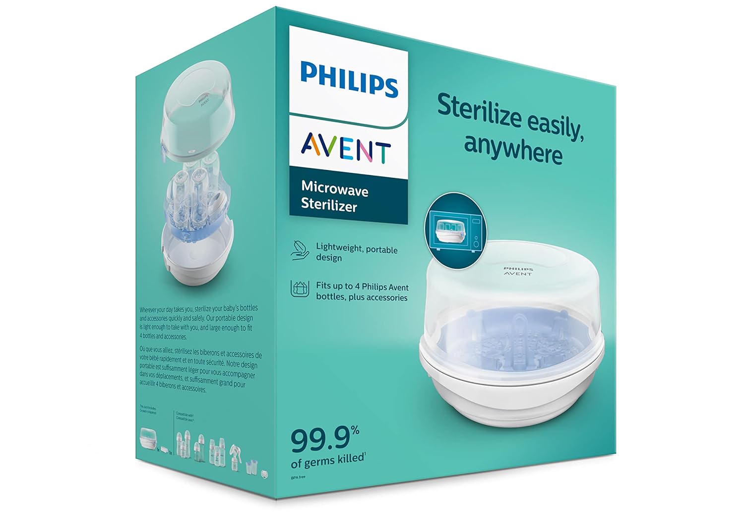 Philips AVENT Microwave Steam Sterilizer for Baby Bottles, Pacifiers, Cups and More, SCF281/05-7