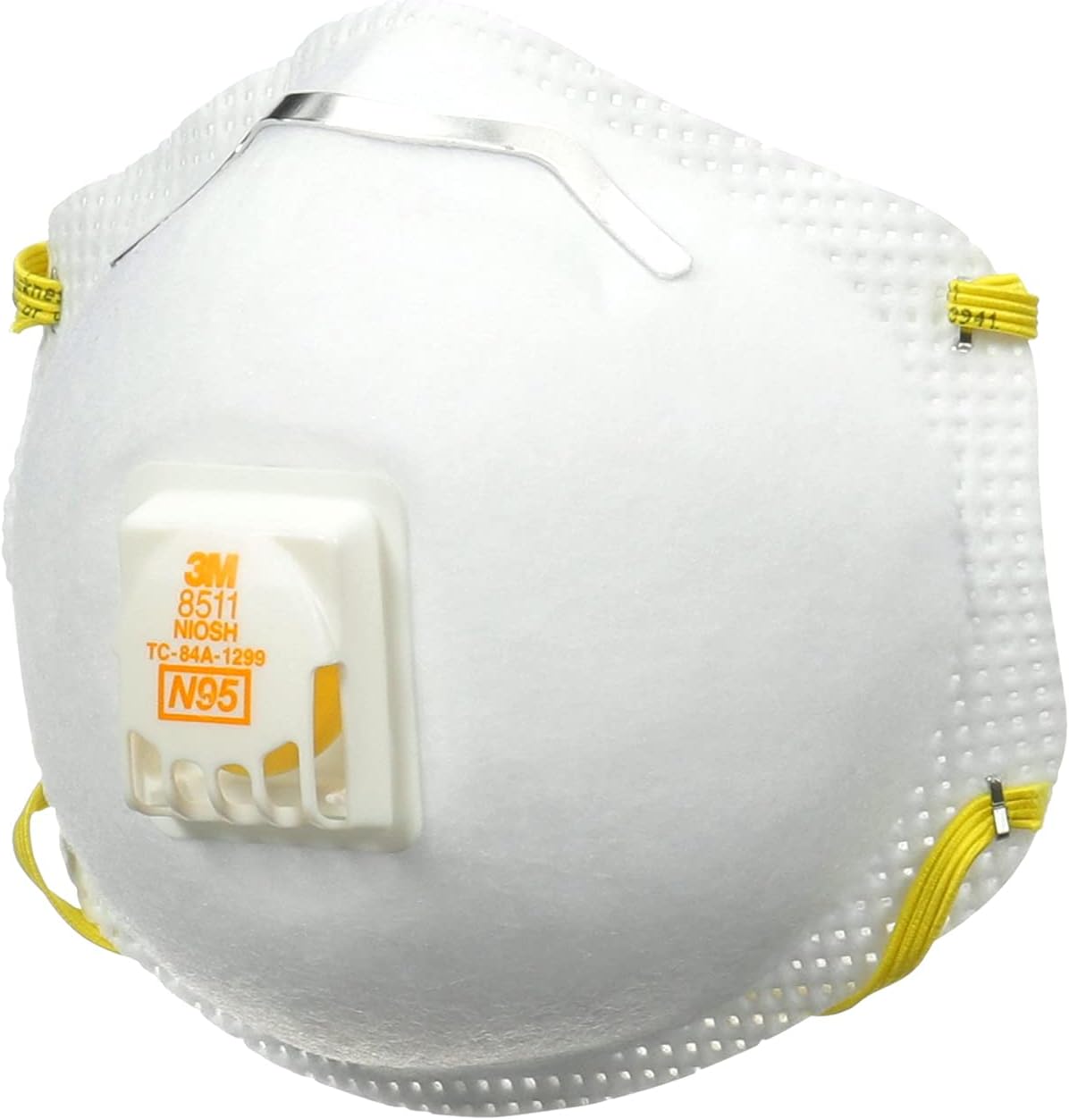 3M N95 Respirator 8511, 10 Pack, NIOSH-APPROVED N95, Features 3M COOL FLOW Exhalation Valve, Relief From Dusts & Certain Particles During Sanding, Pollen, Mold Spores, Dust Particles (8511DB1-A-PS)-10