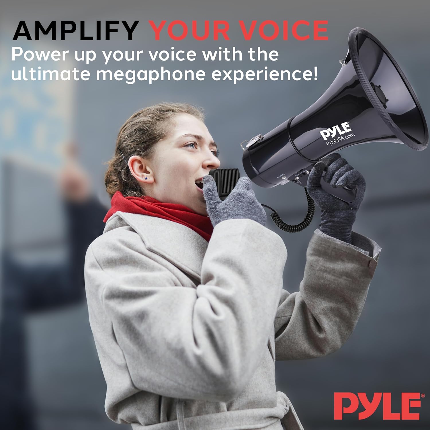 Pyle Megaphone Speaker PA Bullhorn with Built-in Siren 50 Watts & Adjustable Volume Ideal for Football, Baseball, Hockey, Cheerleading Fans & Coaches or for Safety Drills - PMP53IN, Black-5