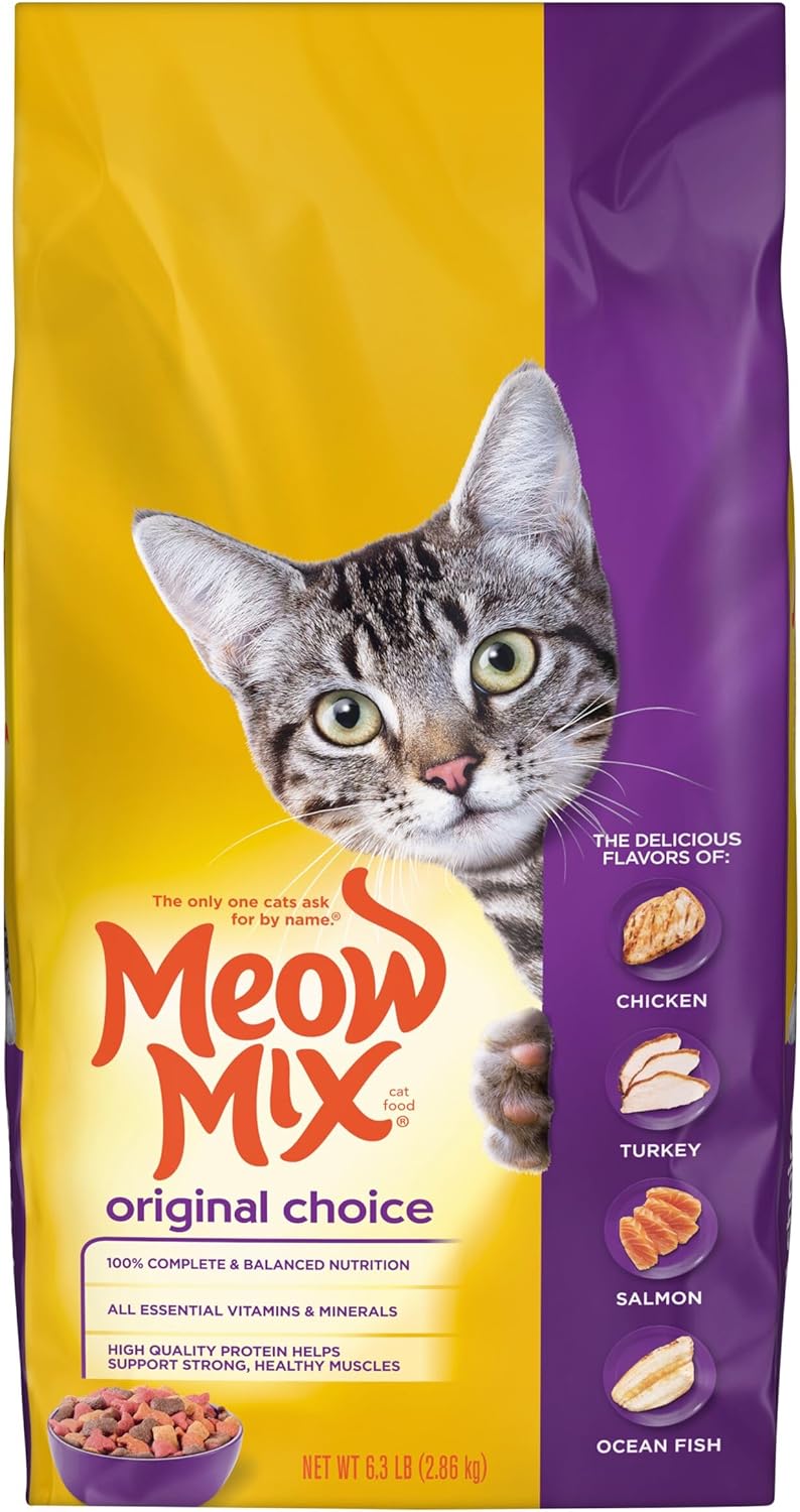 Meow Mix Original Choice Dry Cat Food, 6.3 Pound, Complete & Balanced Nutrition-0