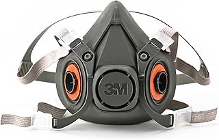 3M Half Facepiece Reusable Respirator 6200, NIOSH, Four-Point Harness, Comfortable Fit, Dual Airline Supplied Air Compatible, Bayonet Connections, Painting, Sanding, Cleaning, Medium