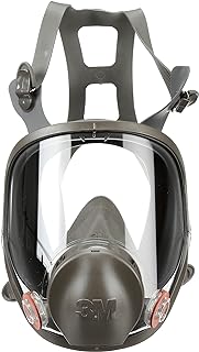 3M Full Facepiece Reusable Respirator 6900, NIOSH, Large Lens, ANSI High Impact Eye Protection, Silicone Face Seal, Four-Point Harness, Comfortable Fit, Painting, Dust, Chemicals, Large