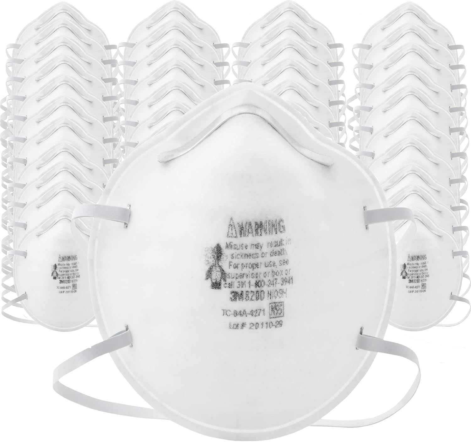 3M N95 Particulate Respirator 8200, 160/Case, NIOSH APPROVED, Disposable, Sweeping, Sanding, Grinding, Sawing, Bagging, Dust, 8 Packs of 20 Respirators-0