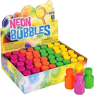 Rhode Island Novelty 1.75 Inch Neon Bubble Bottles, Pack of 48