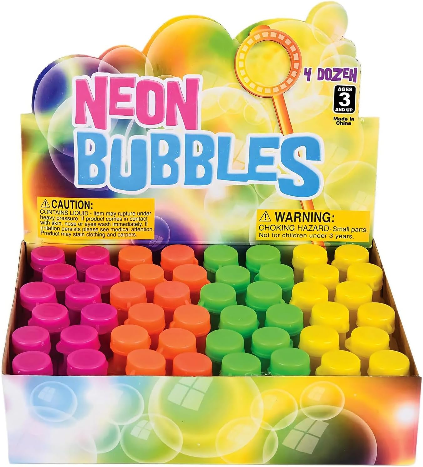 Rhode Island Novelty 1.75 Inch Neon Bubble Bottles, Pack of 48-2