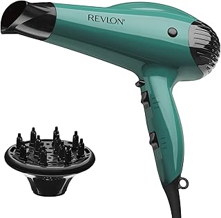 REVLON Volume Booster Hair Dryer with Diffuser | Voluminous Lift and Body | 1875W Blow Dryer with Ionic Technology for Salon Styled Finish with Less Frizz (Green)