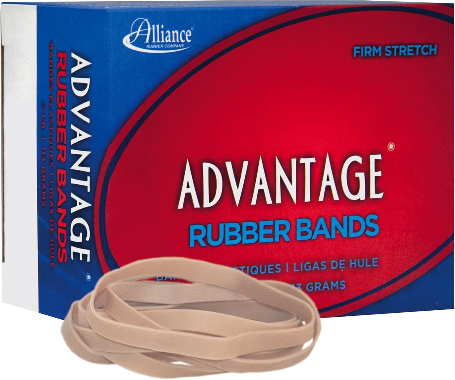 Alliance Rubber 26649 Advantage Rubber Bands Size #64, 1/4 lb Box Contains Approx. 80 Bands (3 1/2" x 1/4", Natural Crepe) Beige-1