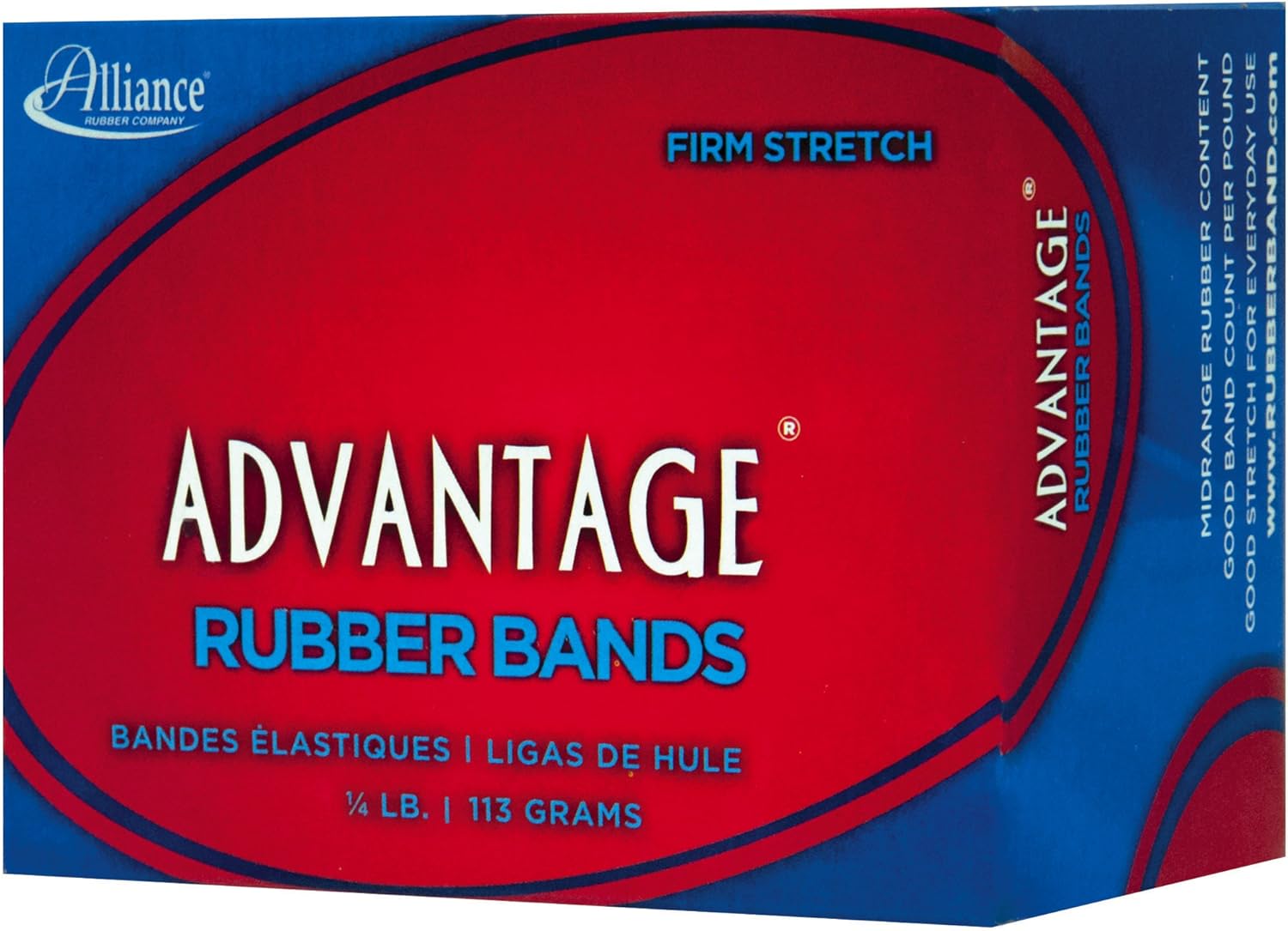 Alliance Rubber 26649 Advantage Rubber Bands Size #64, 1/4 lb Box Contains Approx. 80 Bands (3 1/2" x 1/4", Natural Crepe) Beige-2