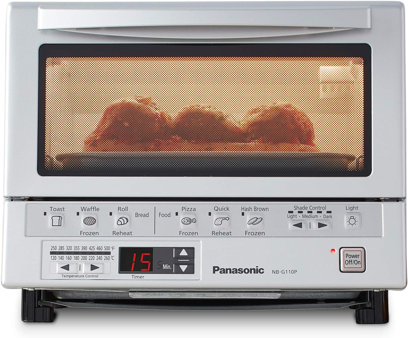 Panasonic Toaster Oven FlashXpress with Double Infrared Heating and Removable 9 Inner Baking Tray, 1300W, 12 x 13 x 10.25 inches, Silver-0