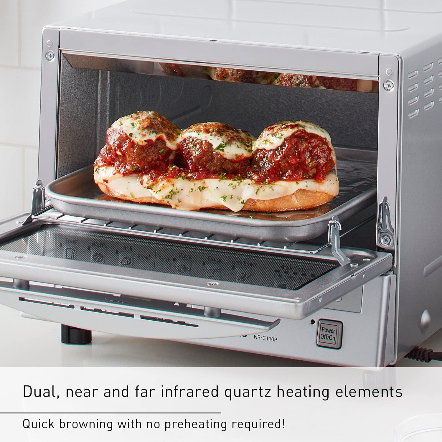 Panasonic Toaster Oven FlashXpress with Double Infrared Heating and Removable 9 Inner Baking Tray, 1300W, 12 x 13 x 10.25 inches, Silver-2