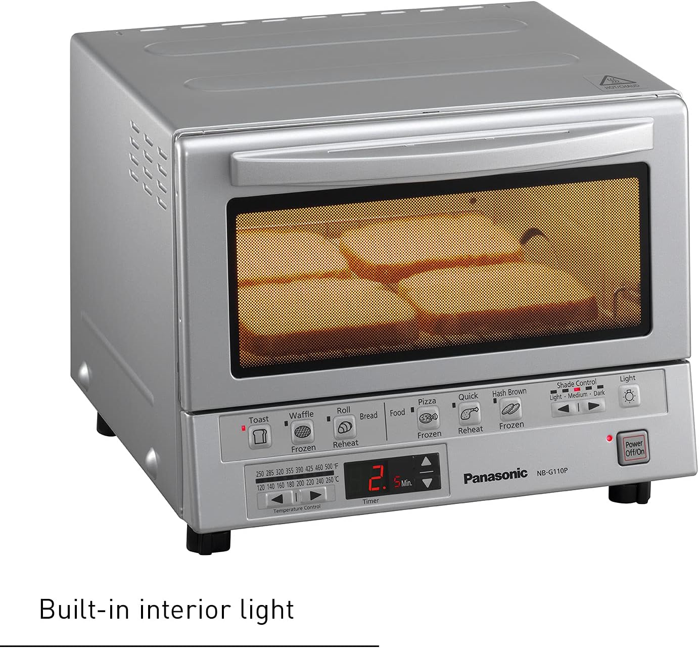 Panasonic Toaster Oven FlashXpress with Double Infrared Heating and Removable 9 Inner Baking Tray, 1300W, 12 x 13 x 10.25 inches, Silver-4