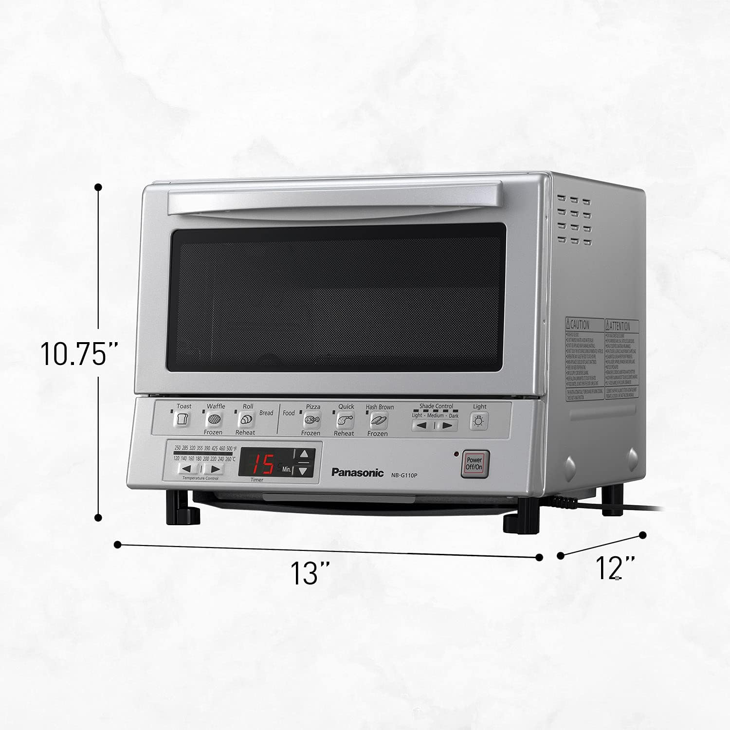 Panasonic Toaster Oven FlashXpress with Double Infrared Heating and Removable 9 Inner Baking Tray, 1300W, 12 x 13 x 10.25 inches, Silver-7