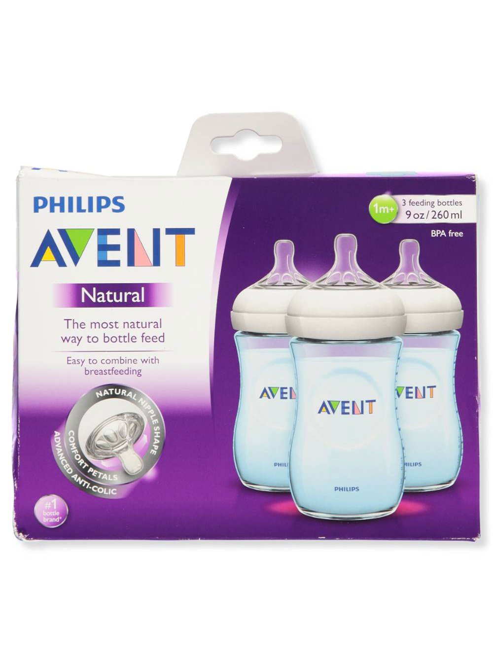 Philips Avent Natural Bottle 3pk - 9oz (Boy)-0