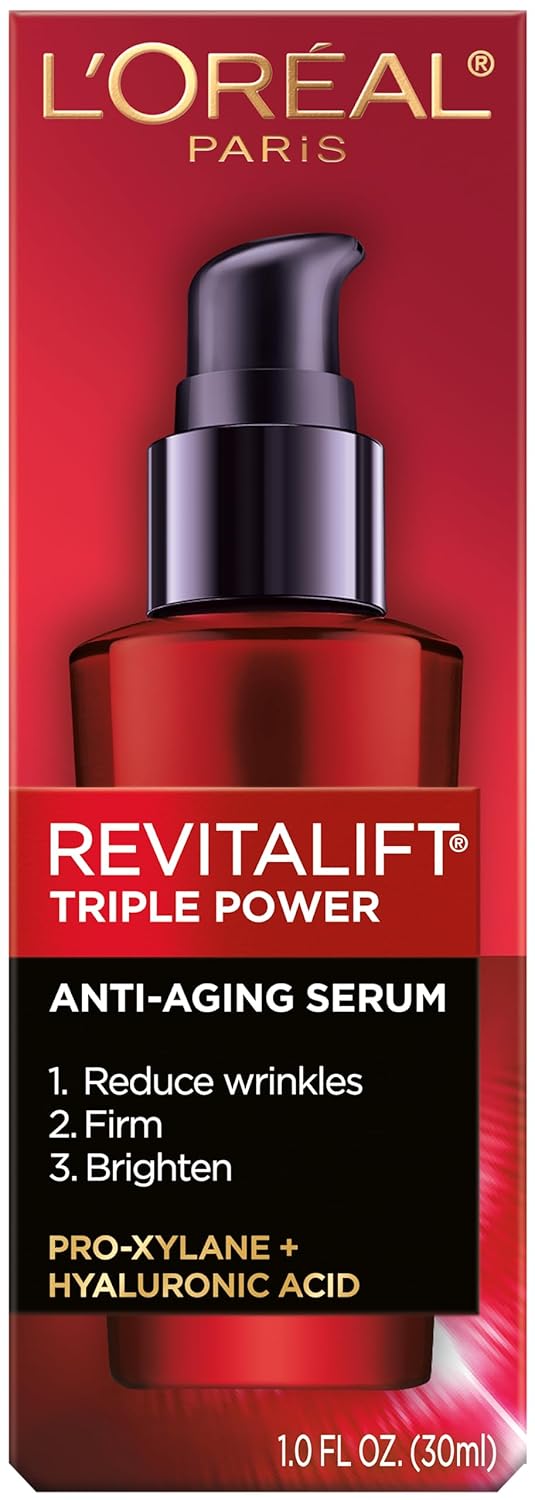 L'Oreal Paris Revitalift Triple Power Anti-Aging Concentrated Face Serum, Hyaluronic Acid and Pro-Xylane, Reduces Wrinkles 1 oz-1