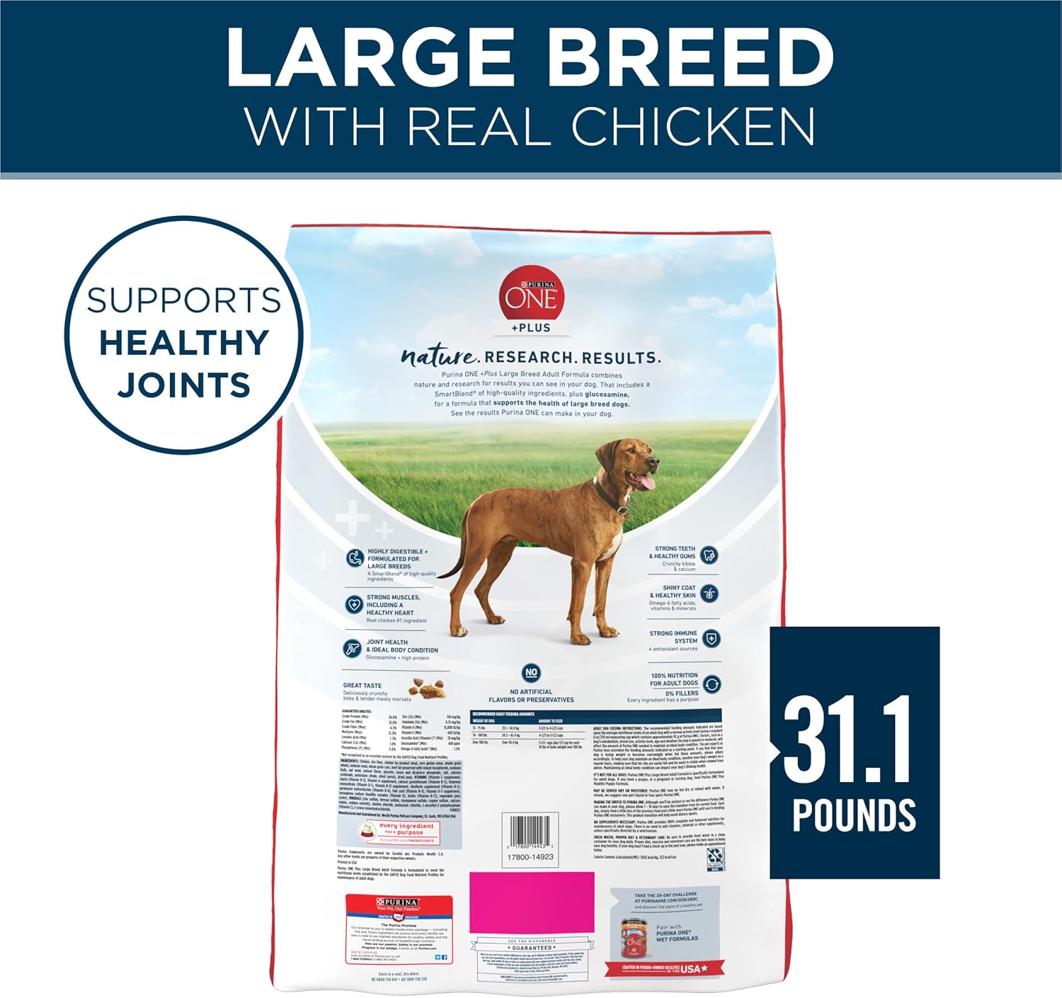 Purina ONE Plus Large Breed Adult Dog Food Dry Formula - 31.1 lb. Bag-5