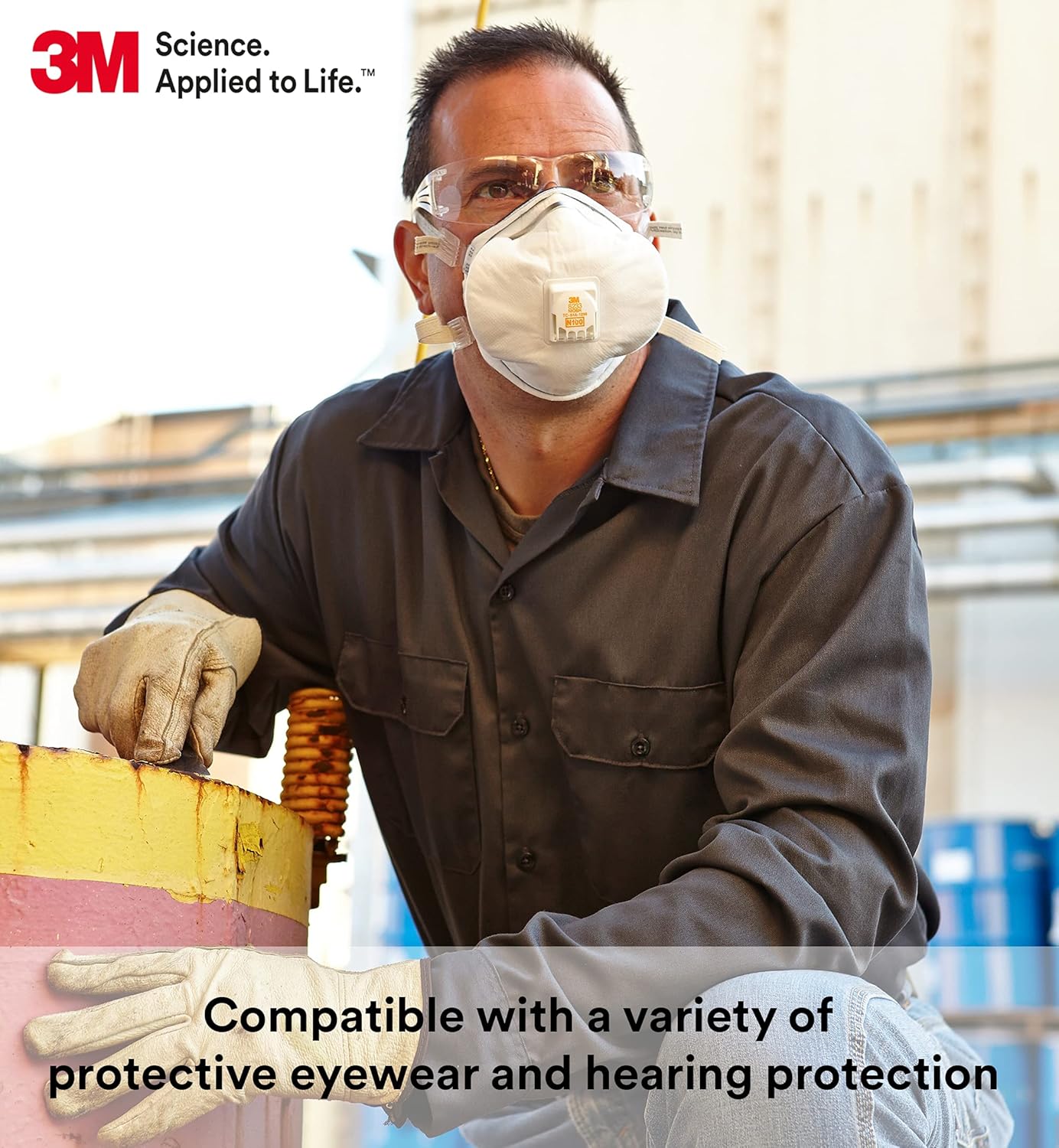 3M Personal Protective Equipment Particulate Disposable Respirator 8233, NIOSH APPROVED, Exhalation Valve, N100, Certain Non-Oil Based Particles (1 Piece)-5