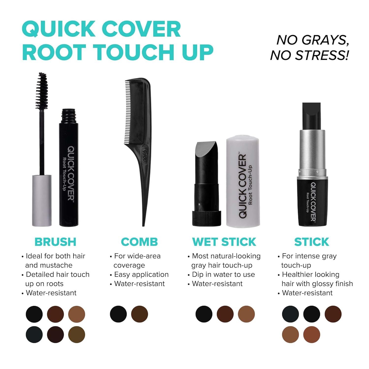 RED by Kiss Quick Cover Root Touch Up Rescue, Mascara Natural Water-Resistant Temporary Gray Concealer Cover Up Brush for Hair Mustache & Beard (Natural Dark Brown)-5