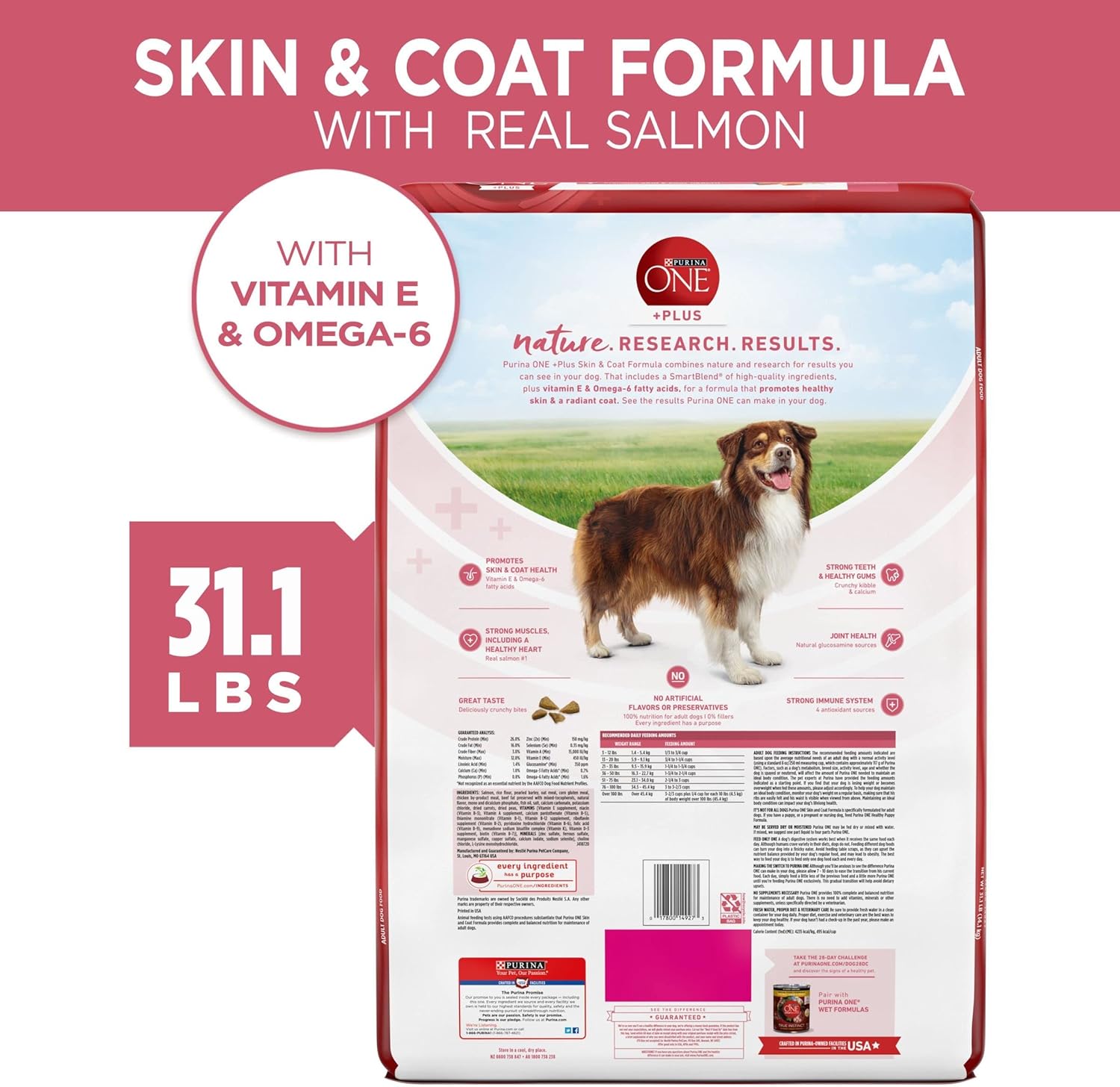 Purina ONE Natural, Sensitive Stomach Dry Dog Food, +Plus Skin & Coat Formula - 31.1 lb. Bag-4