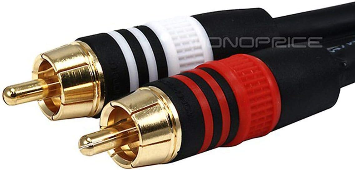 Monoprice Audio Cable - Premium Stereo Male to 2 RCA Male, Gold Plated, 22AWG, 3 Feet, Black-1