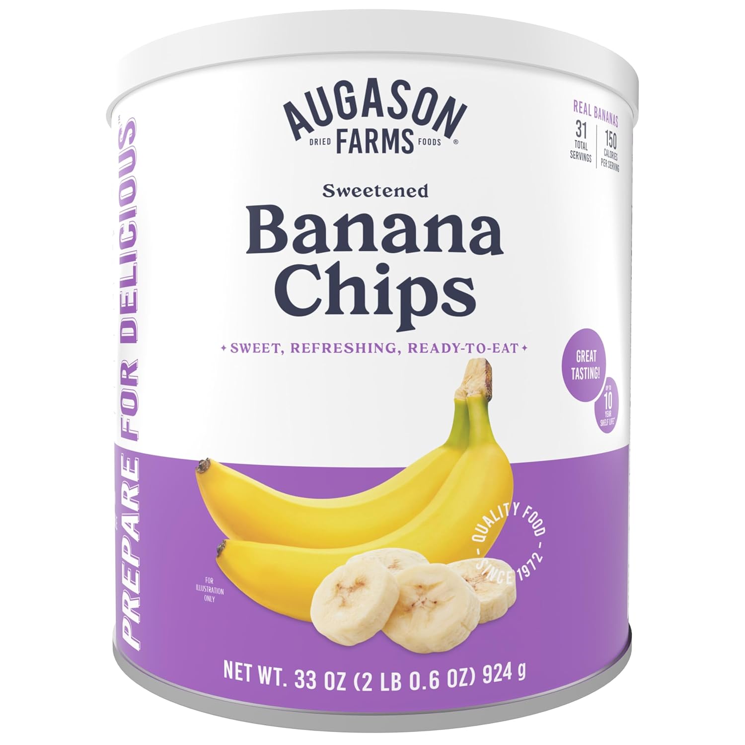 Augason Farms Sweetened Banana Chips Can, Emergency Food Supply, Everyday Meals, 31 Servings-0