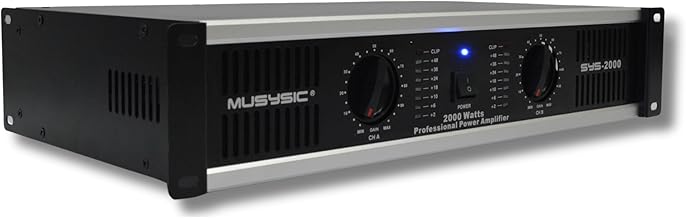 MUSYSIC 2 Channel Power Amplifier Distortion Free and Clear Sound - Professional 2U Chassis Rack Mount Amplifiers for DJs/Experts/Events w/ATR Technology/XLR and 1/4 Inch Inputs - 2000Watts