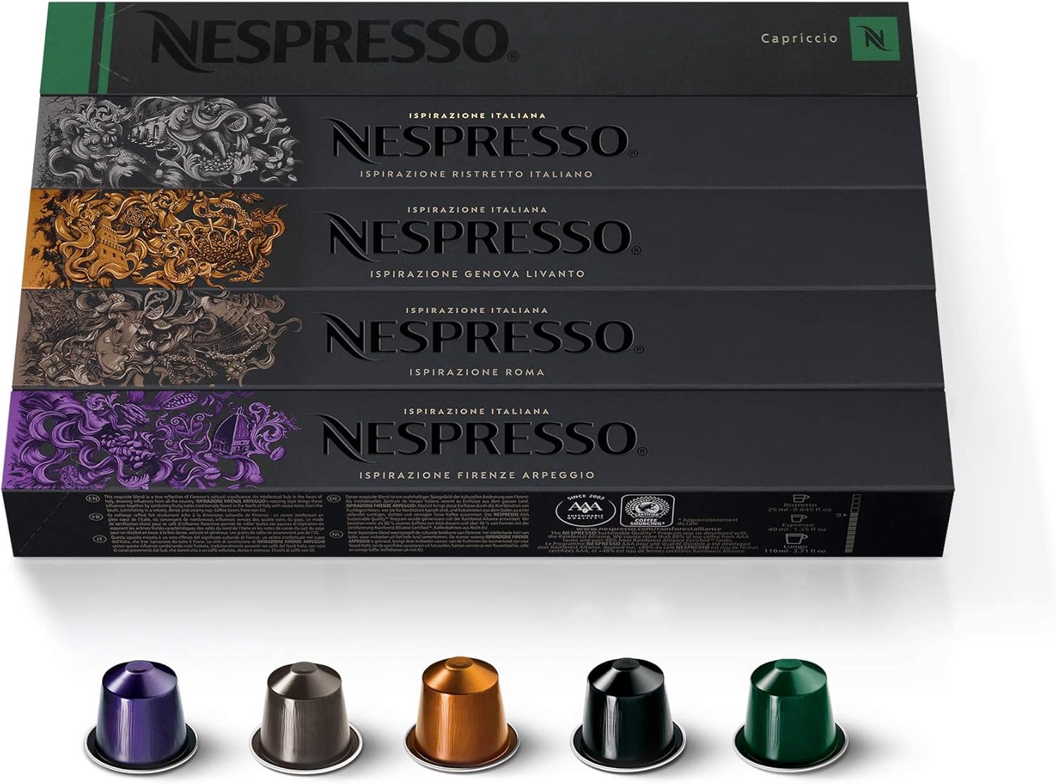 Nespresso Capsules Original Line, Ispirazione Variety Pack, Medium & Dark Roast Espresso Coffee, 10 Count (Pack of 5)-0